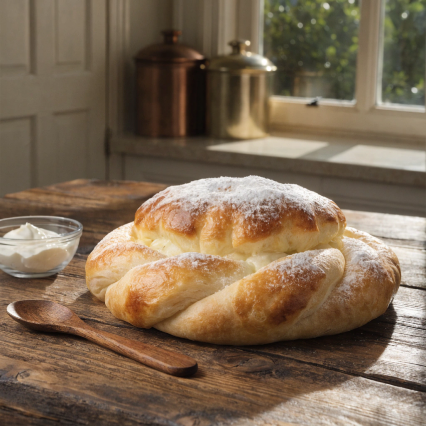 golden-brown Georgian sweet khachapuri dessert
