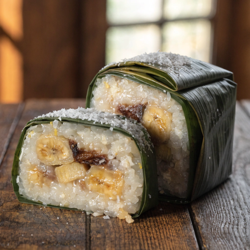 Cambodian num ansom cheak banana cake