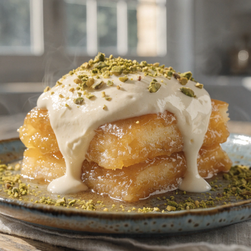Turkish ekmek kadayıfı dessert